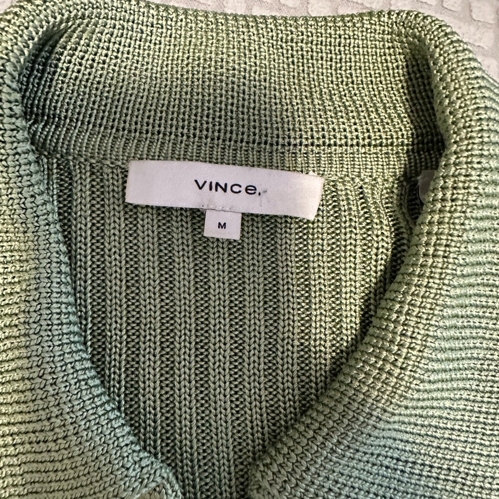 Vince Green Ribbed Collared Cardigan - Picture 4 of 7